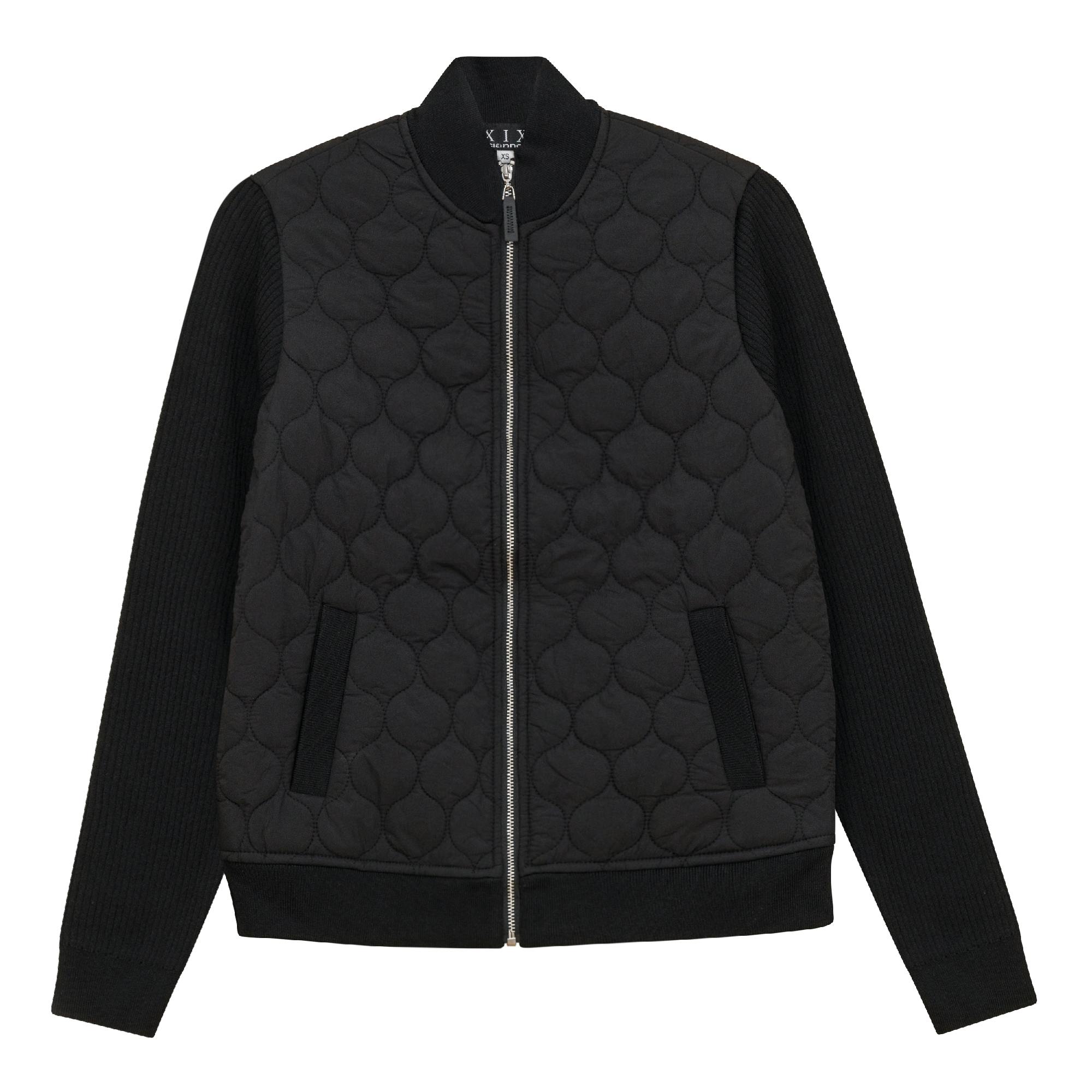 Quilted Bomber With Knit Sleeves