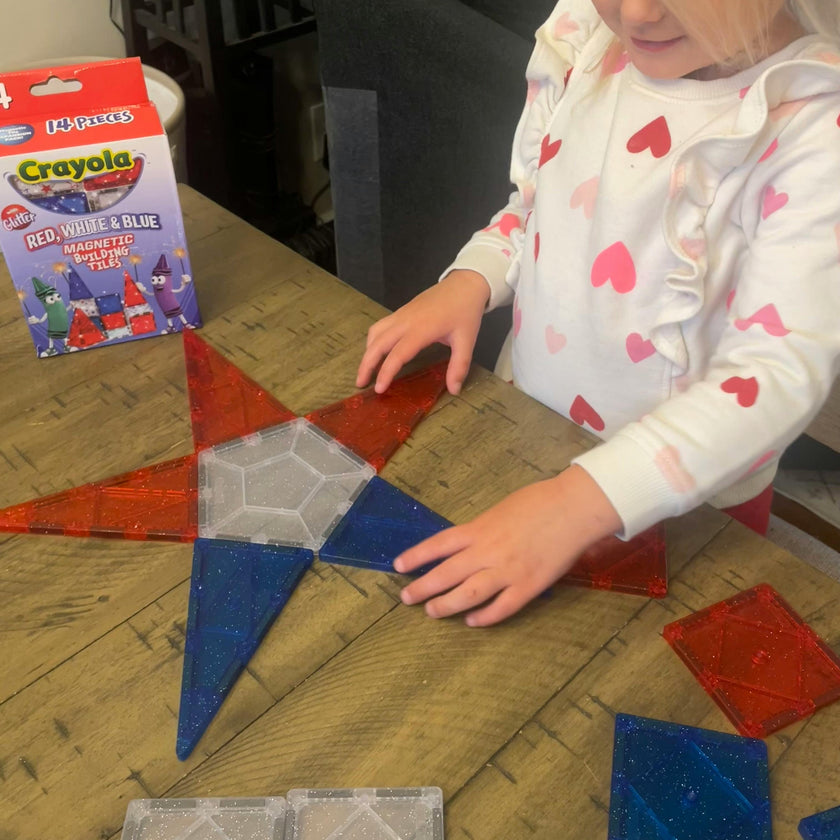 Crayola Red White Blue Magnetic Tiles 14pc
