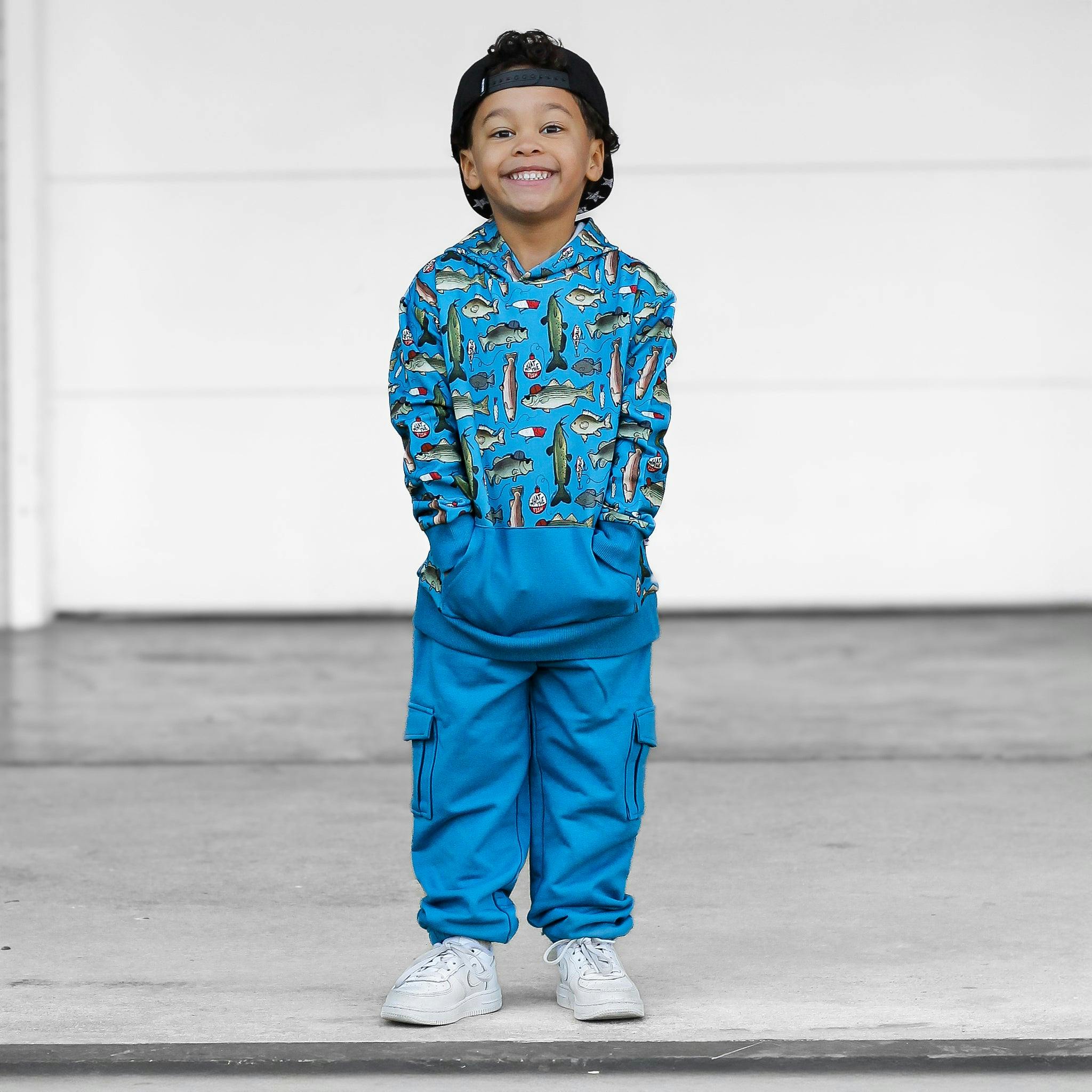 Wishin I Was Fishin' Blue Jogger Set