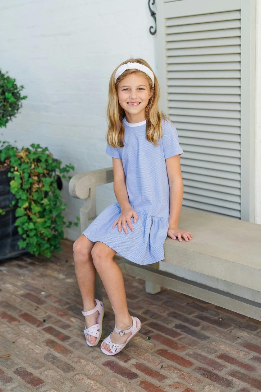 Lottie Girls' Dress - Blue Stripes