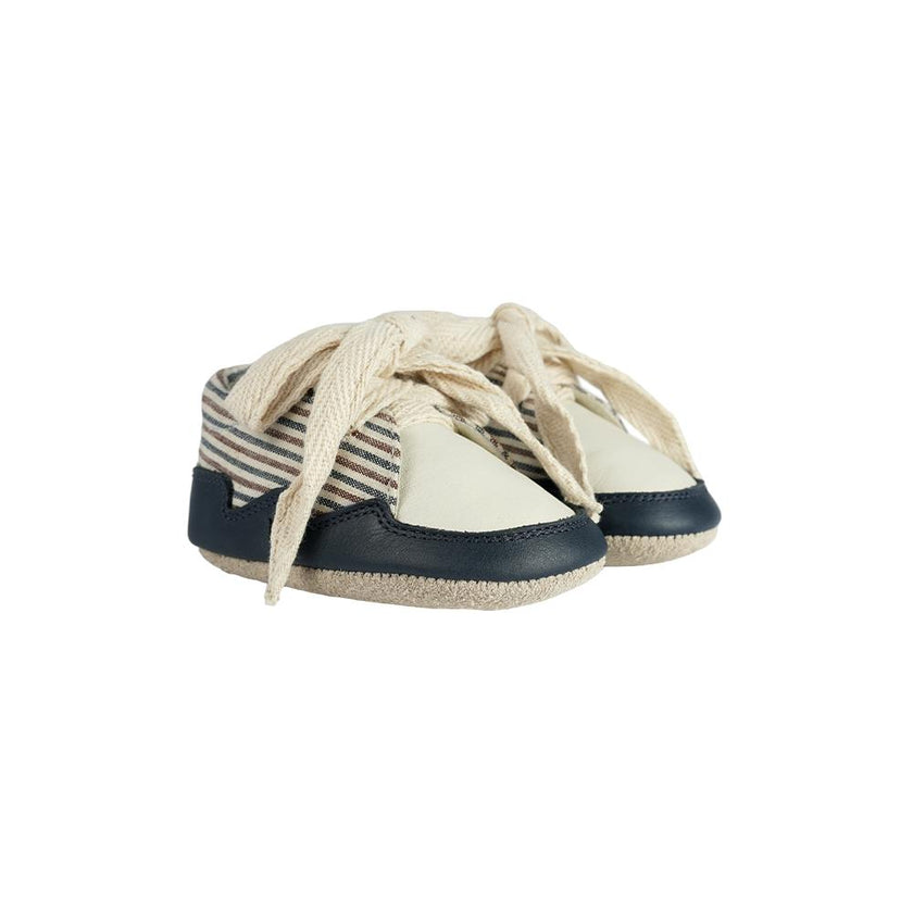 Pluksel Sneakers | Navy - Burgundy - Thin Striped