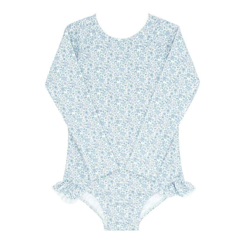 girls slate floral rashguard one piece
