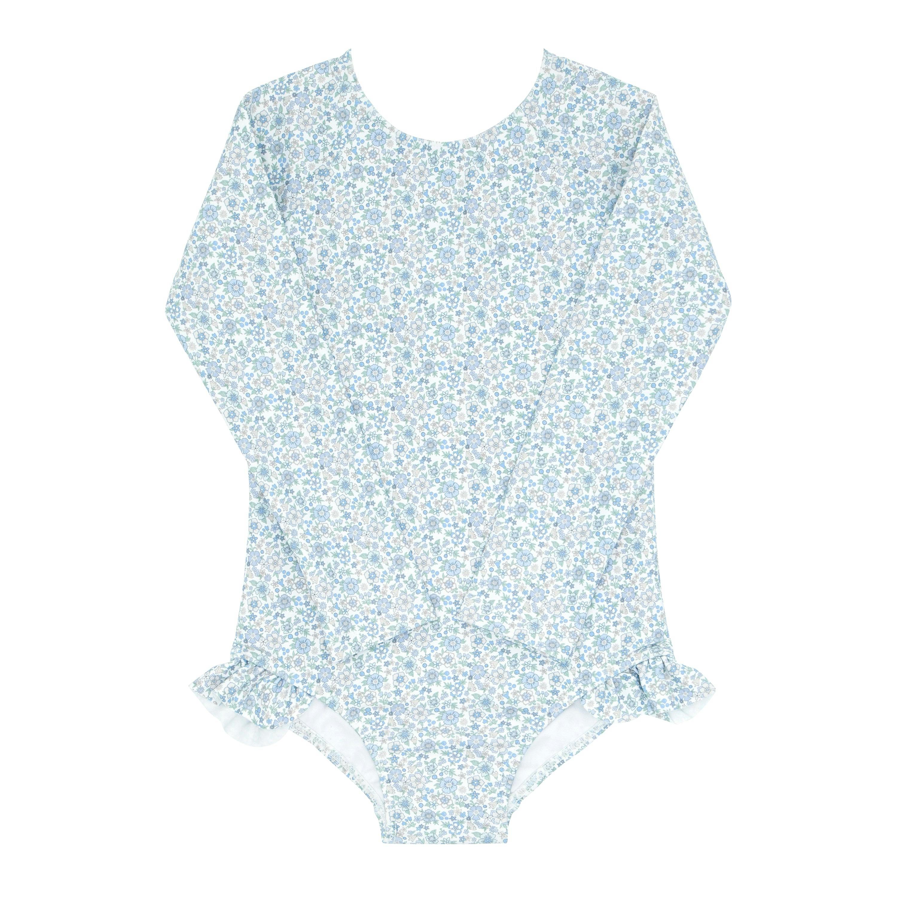 girls slate floral rashguard one piece
