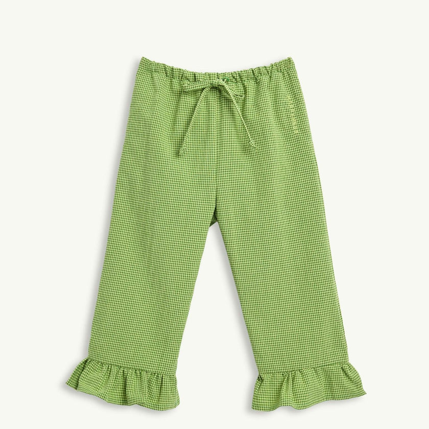children's vichy frilled trousers - matcha green