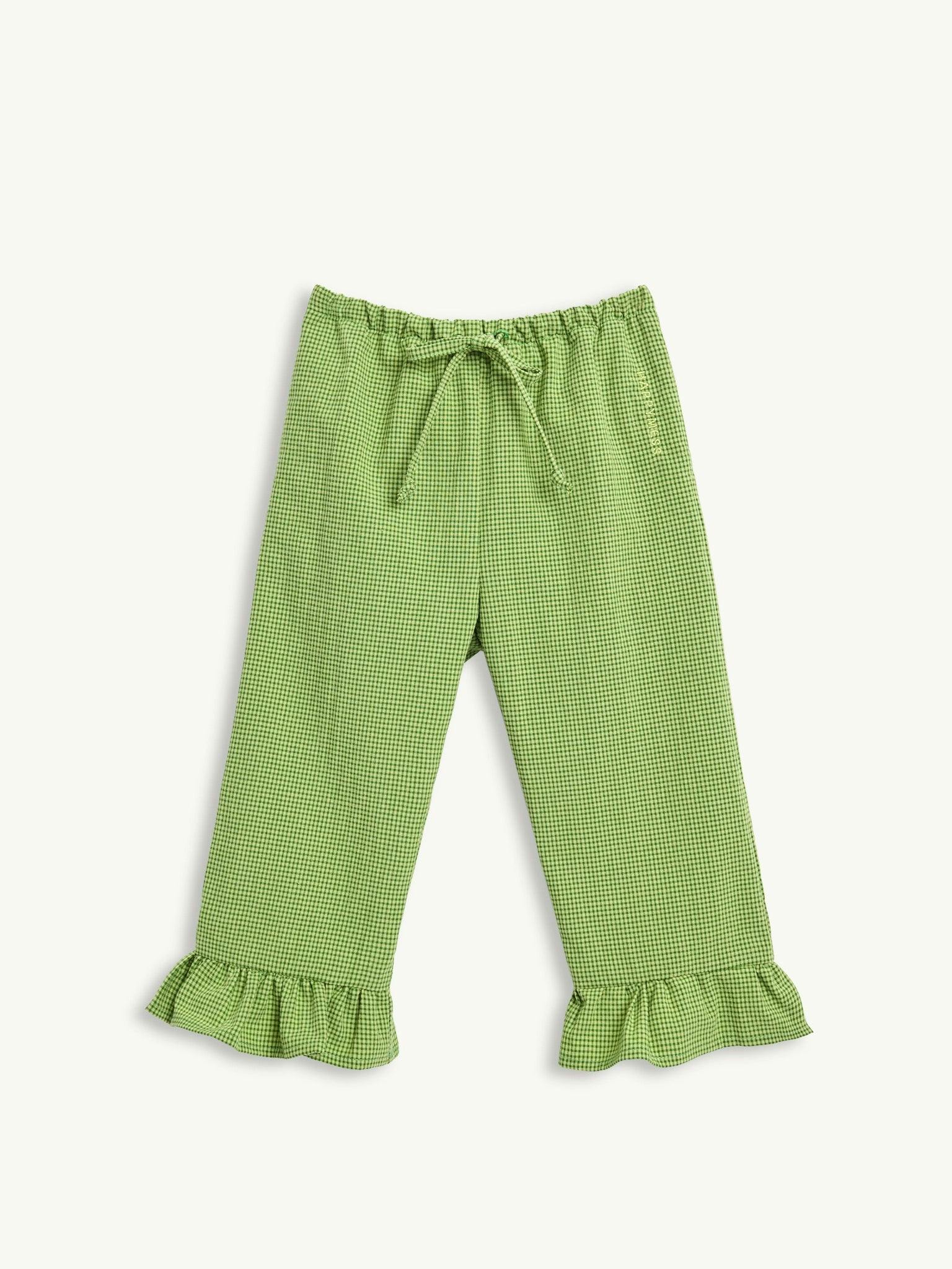children's vichy frilled trousers - matcha green