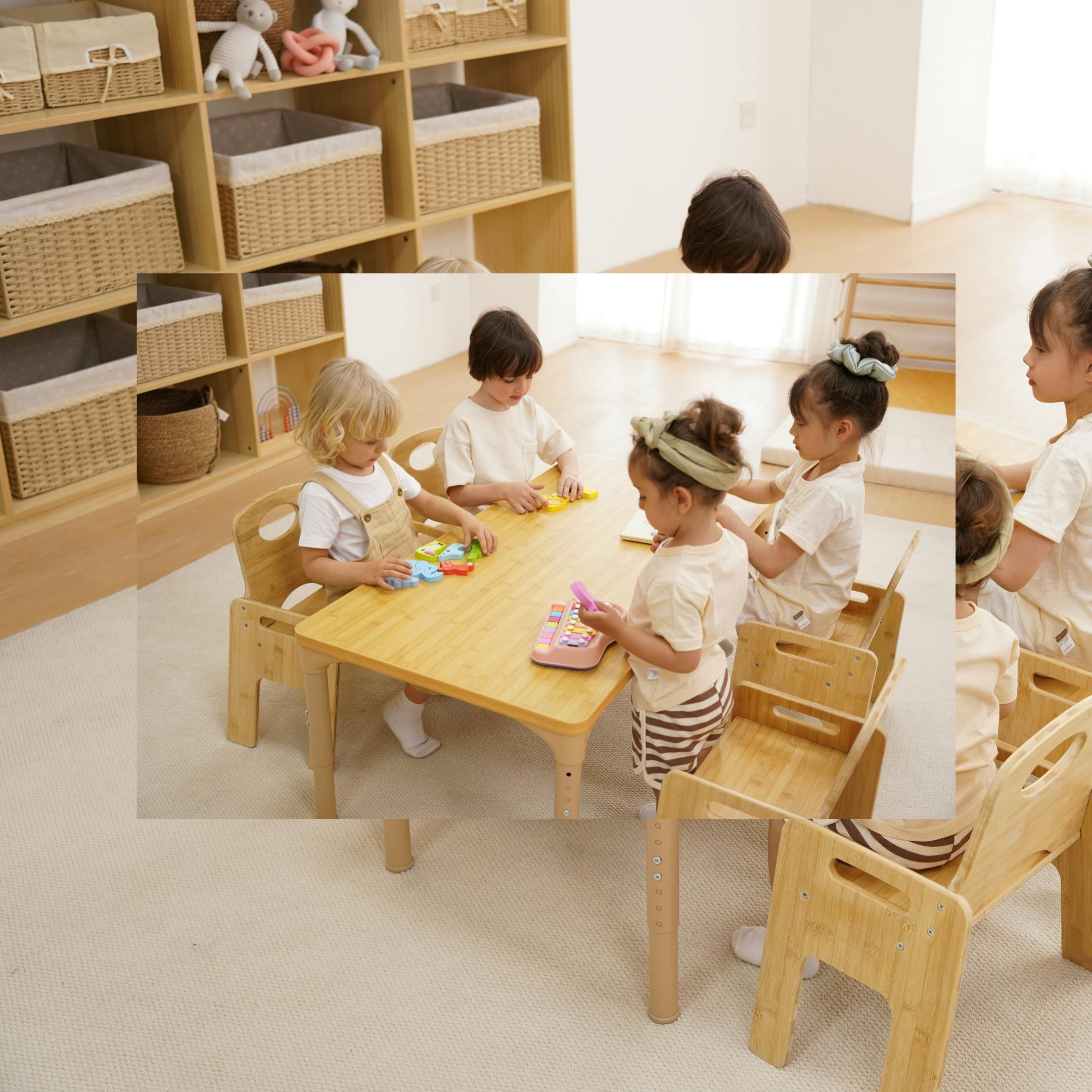 Adrian | Adjustable Wooden Toddler Table and 4 Chair Set