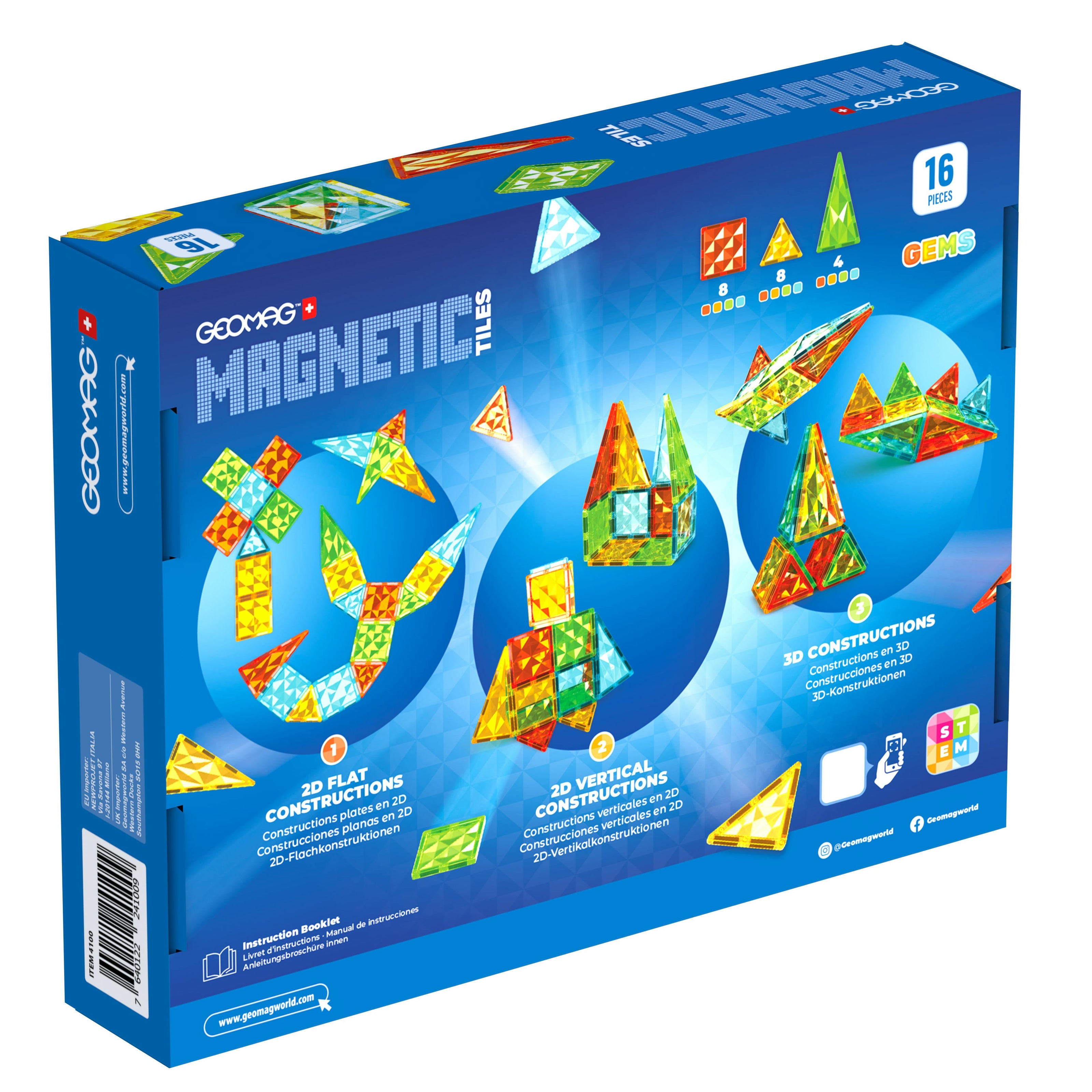 Geomag Magnetic Tiles Gems 16 Piece Set