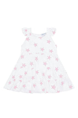 Pink Stars Print Ruffle Dress