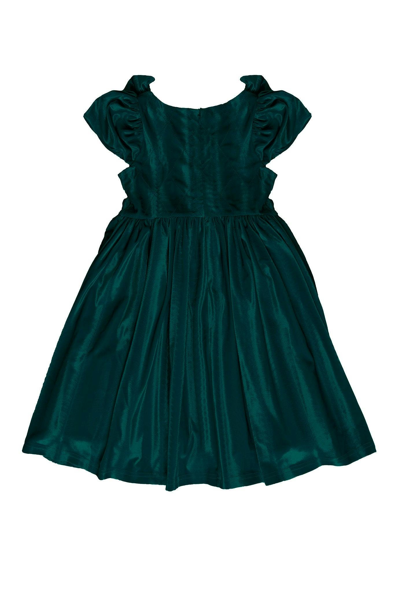 Mini Tiara Dress in Green Velvet
