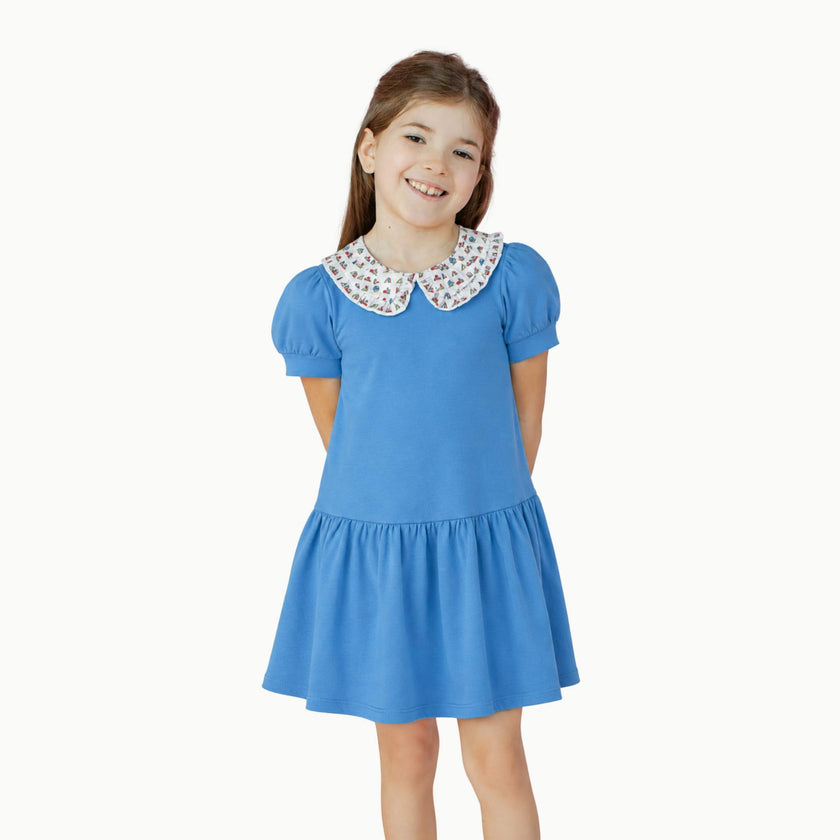 Puff Sleeve Tennis Dress in Light Blue/Back to School