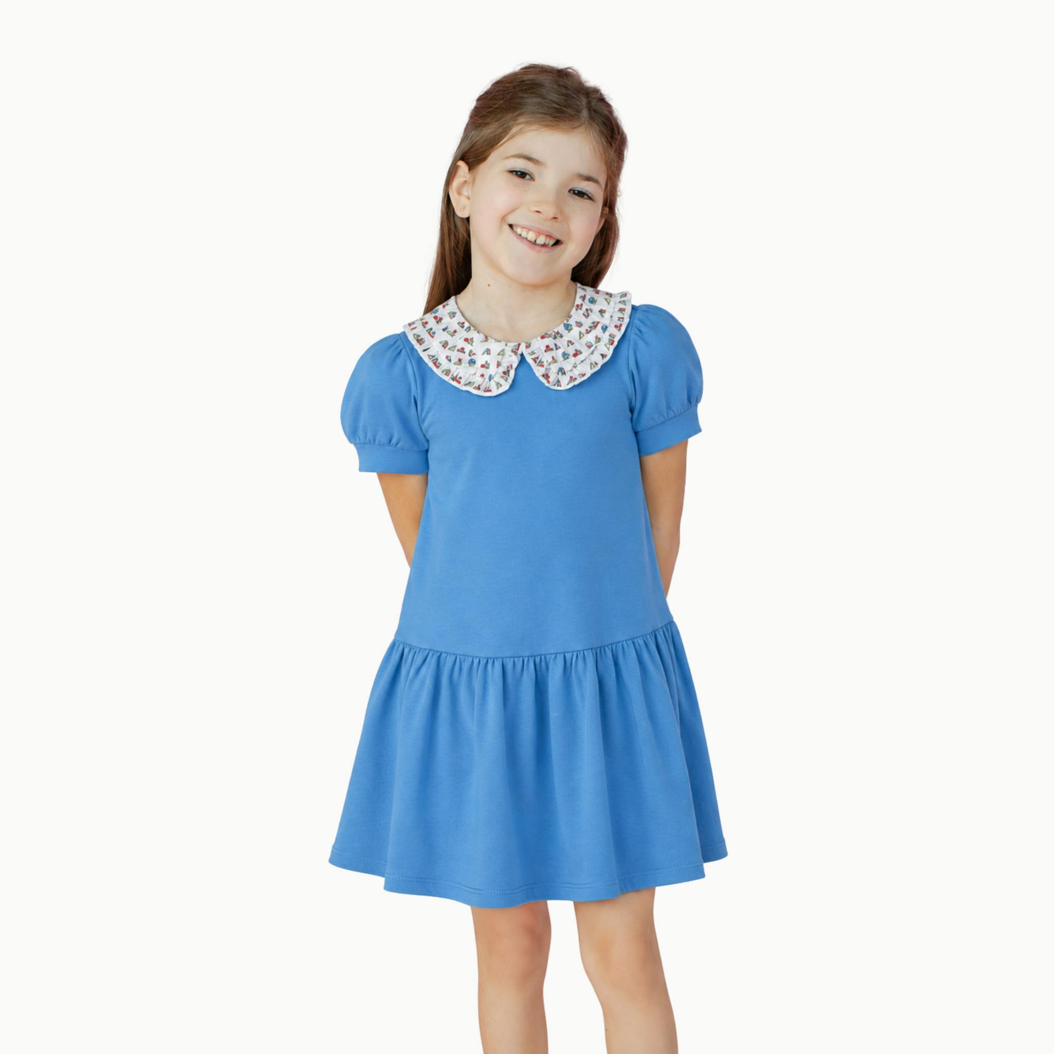 Puff Sleeve Tennis Dress in Light Blue/Back to School