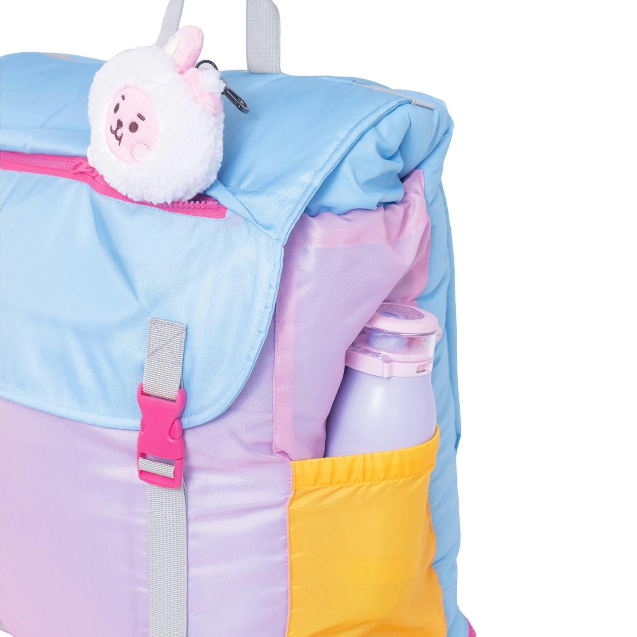 Sleep-N-Pack™ – Big Kid Size | Color Block Camp Collection: Pink Smile Face
