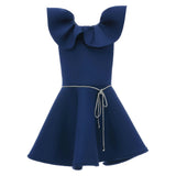 Navy Iris Ruffle Dress