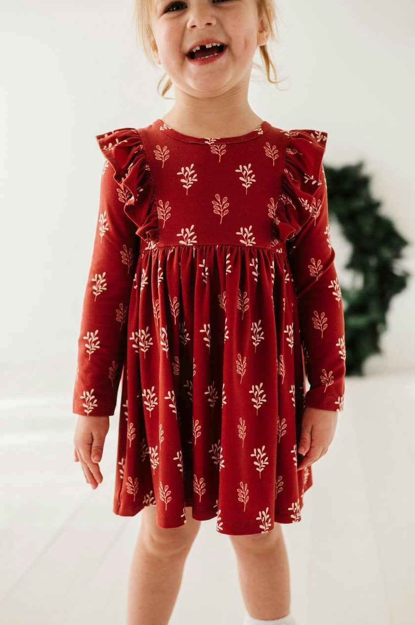 Girl's Long Sleeve Ruffle Dress