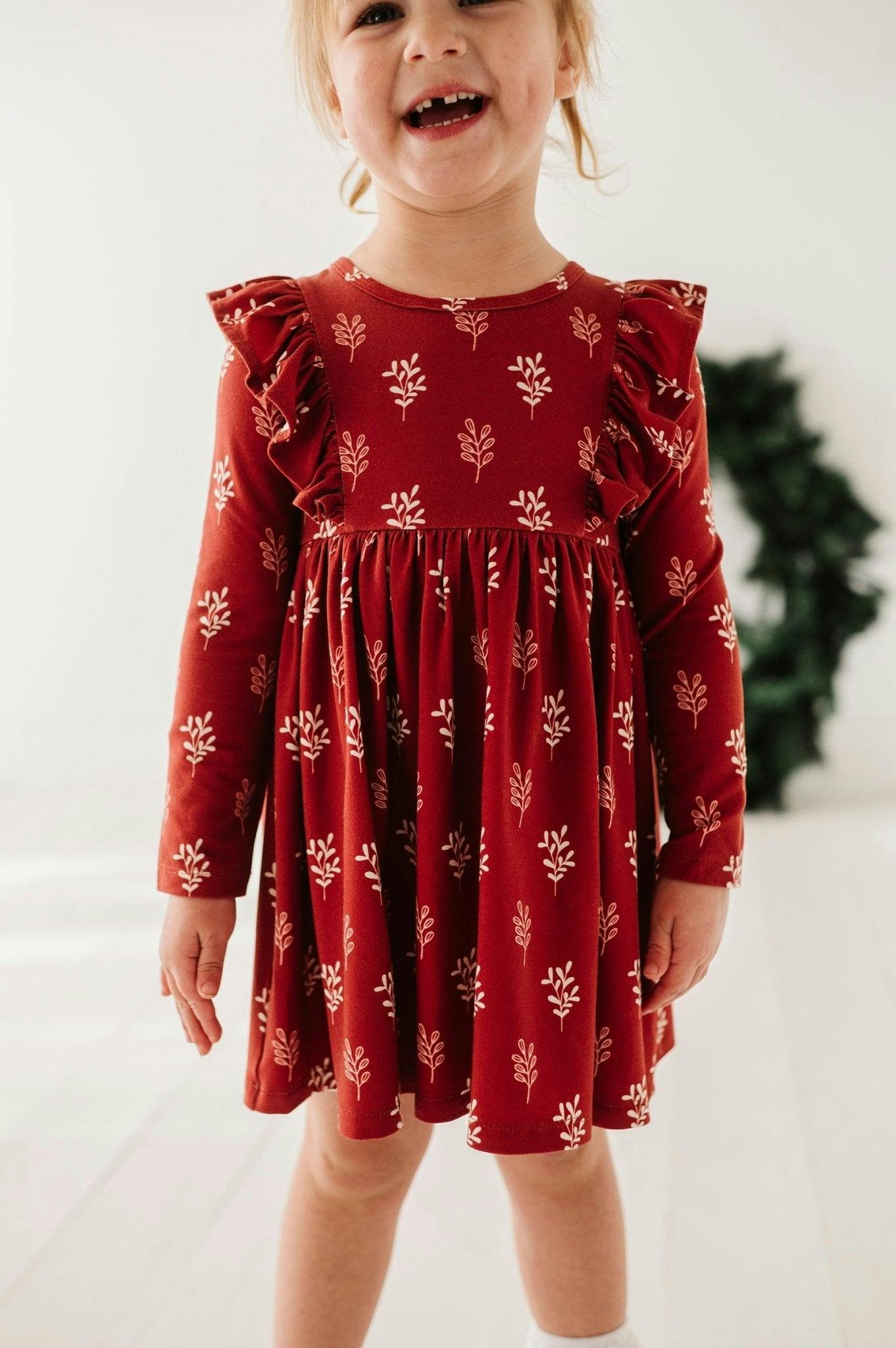 Girl's Long Sleeve Ruffle Dress