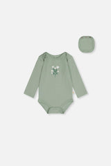 Organic Cotton Onesie Greyish Green