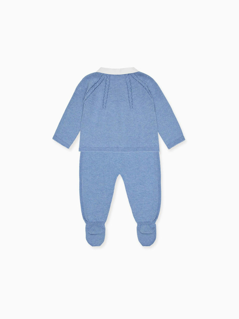 Blue Sanson Cotton Baby Knitted Set