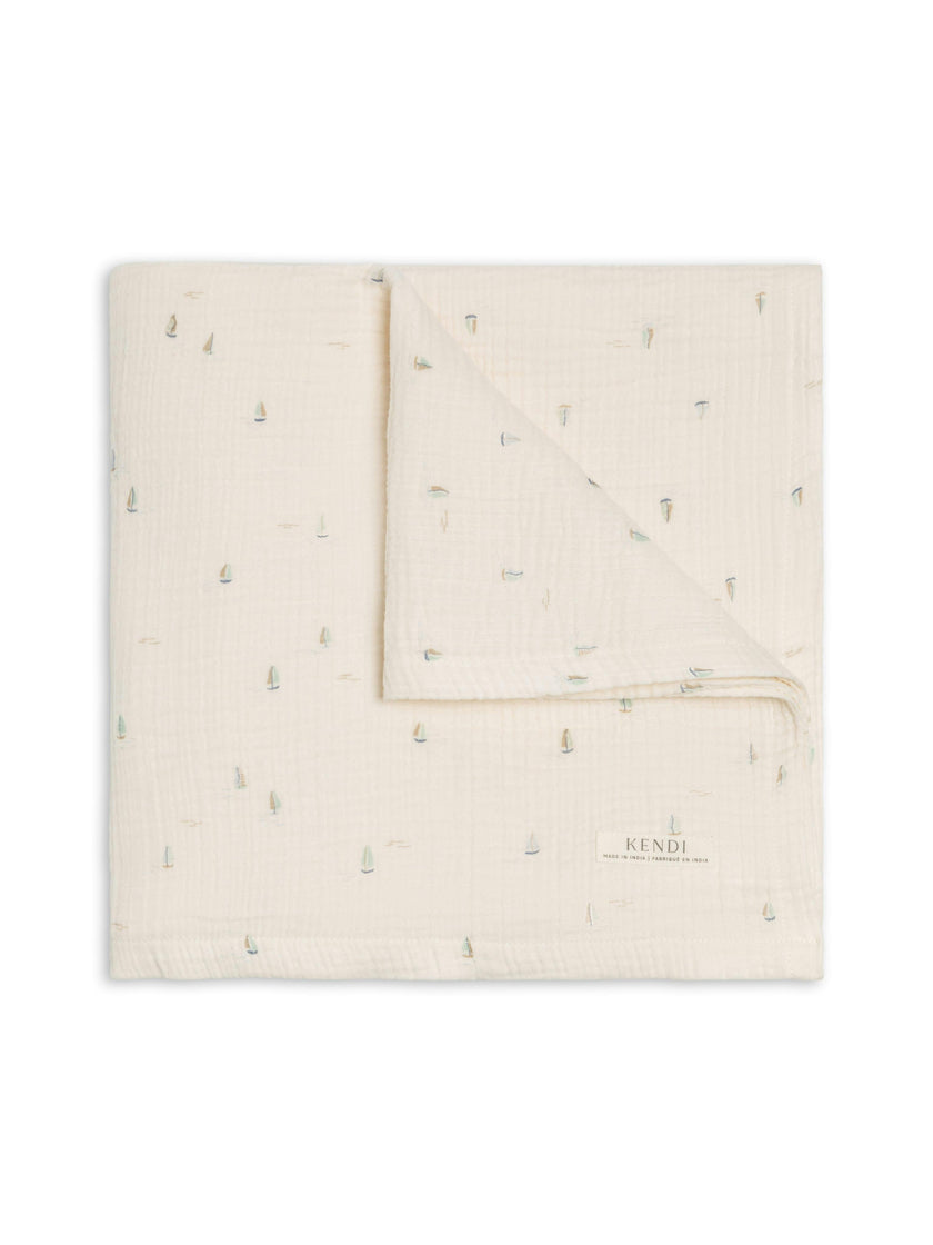 Muslin Swaddle Blanket - Marina / Sea + Dune