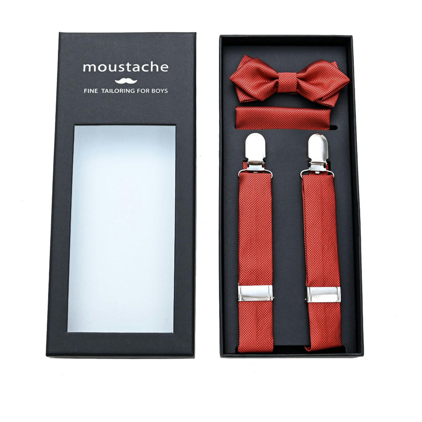 Orange Textured Suspenders Set