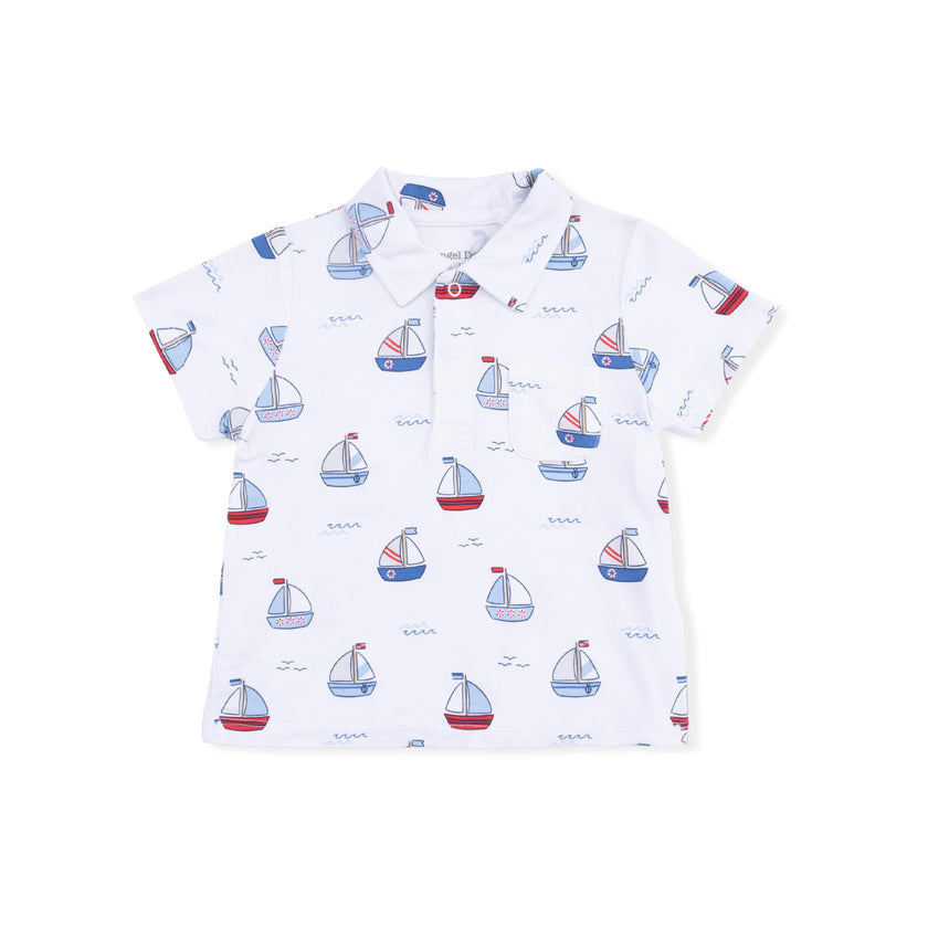 Bubbly Sailboats Blue - Polo with Casual Short