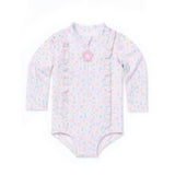Floral Print One Piece Rashguard With Ruffles