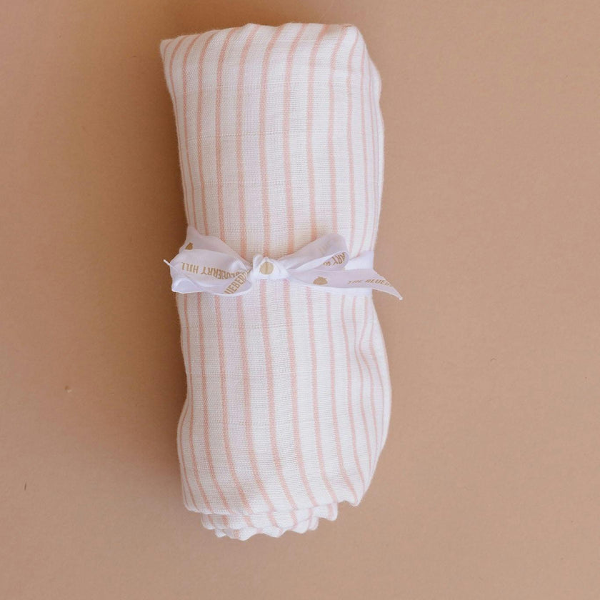 Pink Stripe Swaddle and Lovey Set, Pink Bunny