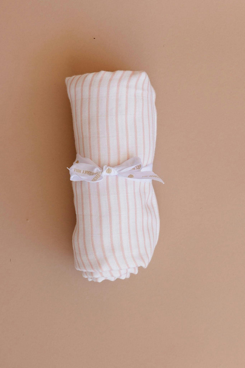 Pink Stripe Swaddle and Lovey Set - Pink Bunny