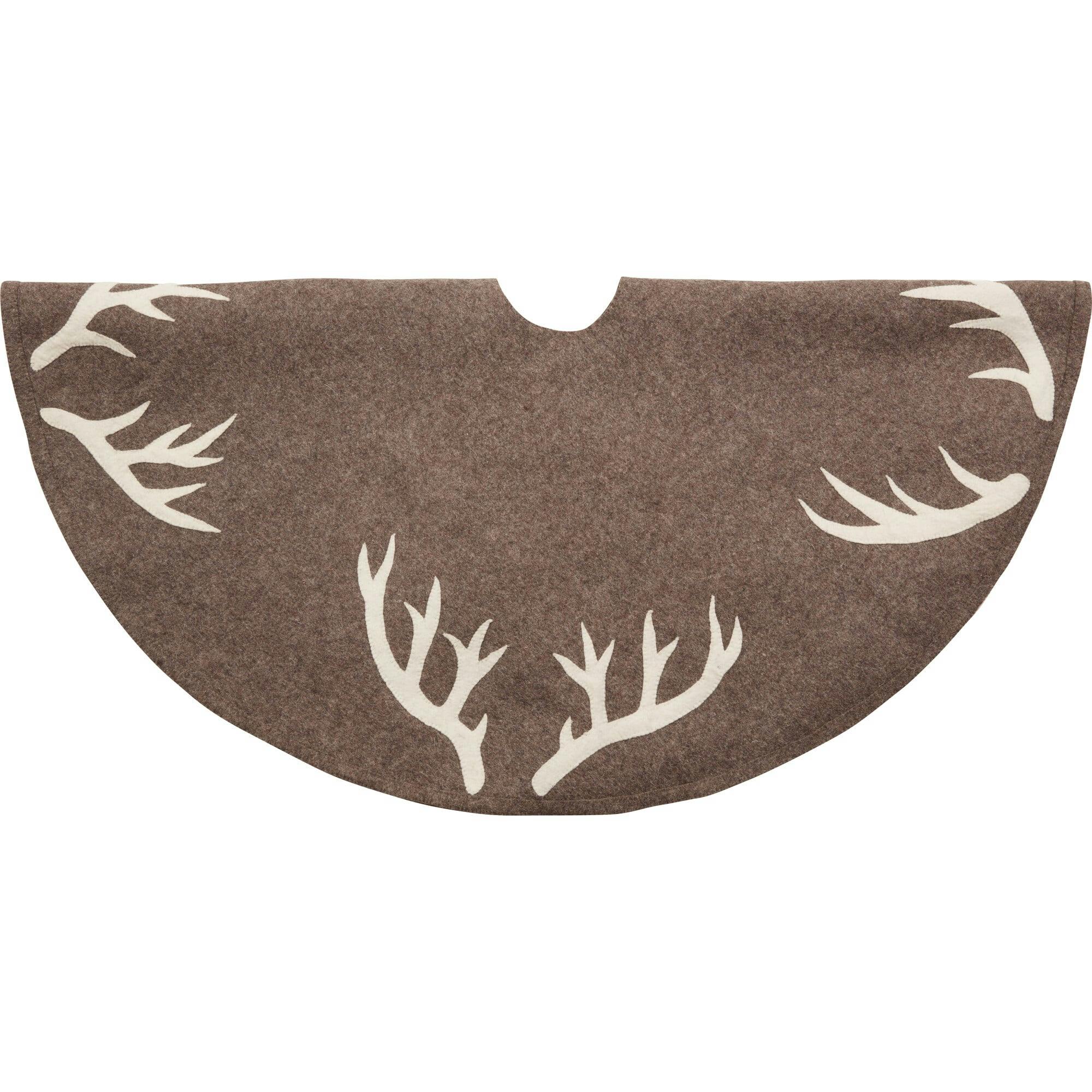 Handmade Felt Antlers Gray Christmas Tree Skirt 60
