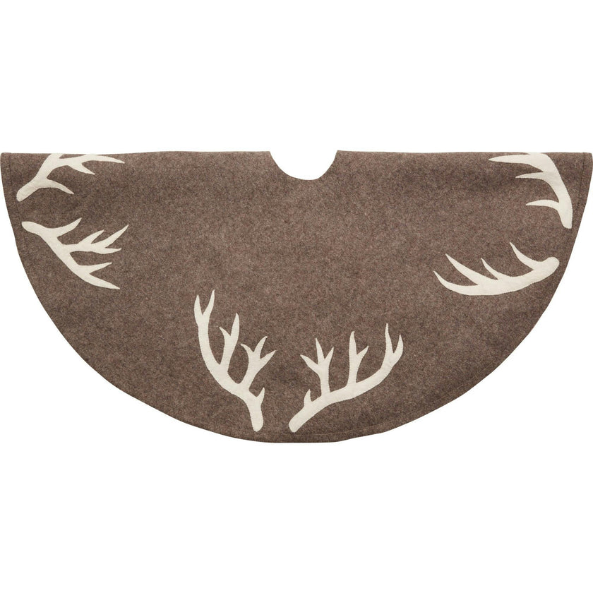 Handmade Felt Antlers Gray Christmas Tree Skirt 60" / 72"