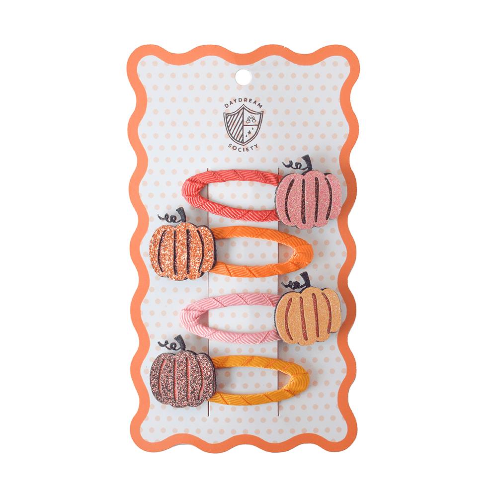 Glitter Pumpkin Hair Clip Set