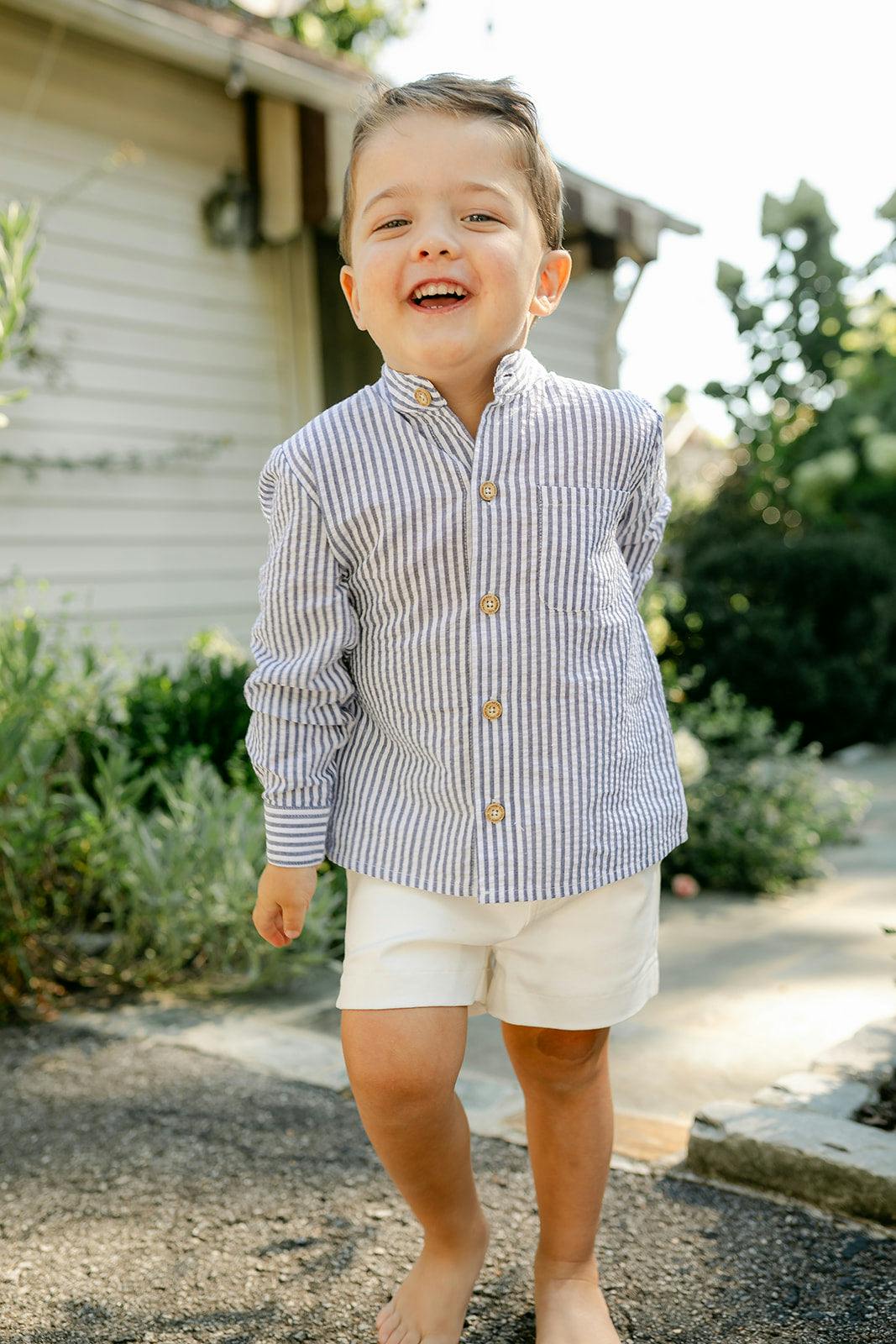 Arthur Long Sleeve Shirt - Navy Seersucker