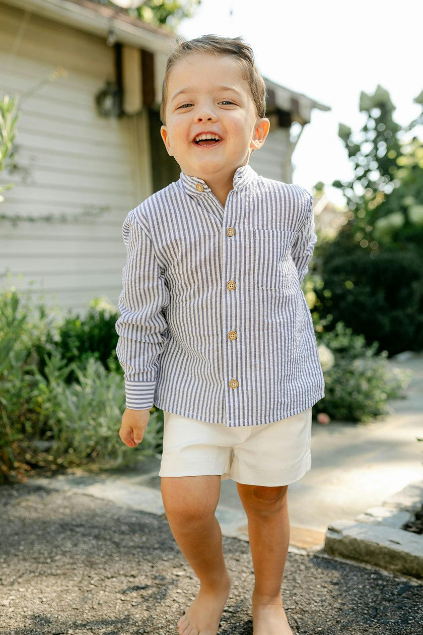 Arthur Long Sleeve Shirt - Navy Seersucker