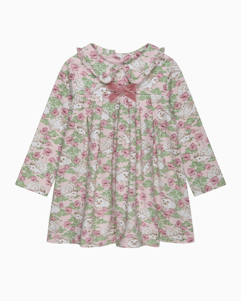 Baby Hedgehog Jersey Dress in Pink