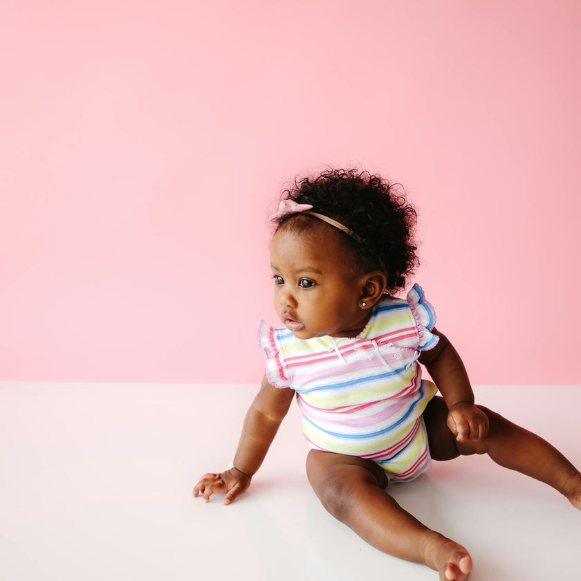 Rainbow Stripe Onesie with Bows