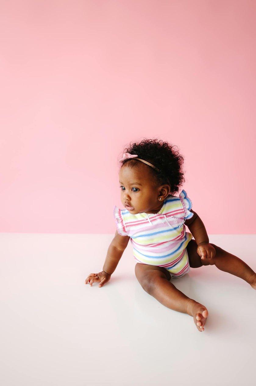 Rainbow Stripe Onesie with Bows