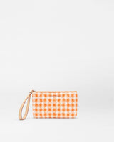 Sunset Orange Gingham Flat Metro Wristlet