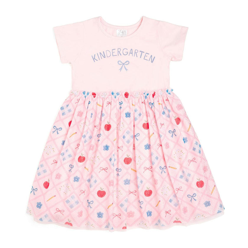 Back To School Trellis Kindergarten Short Sleeve Tutu Dress