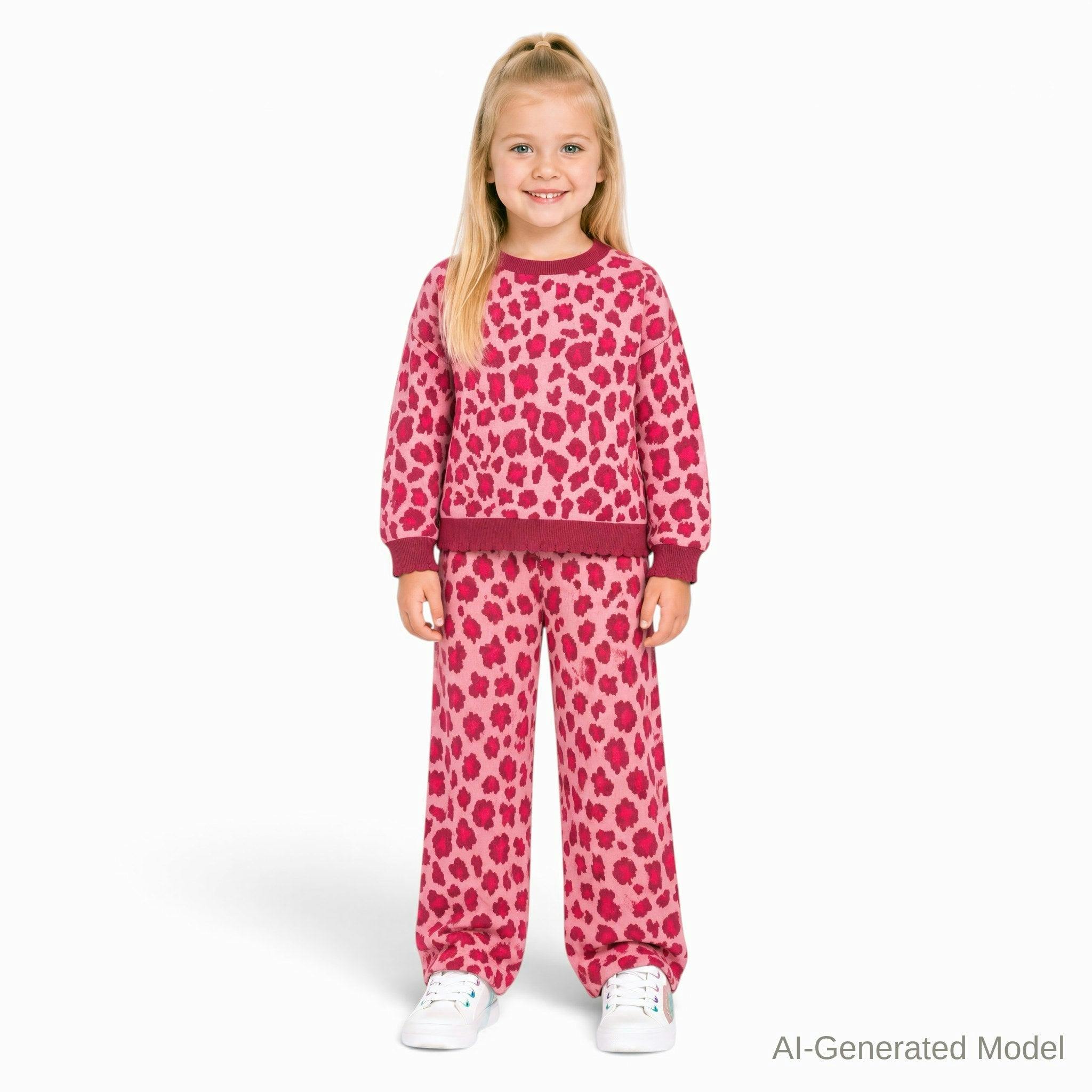 Two-Piece Sweater Set | Pink Leopard