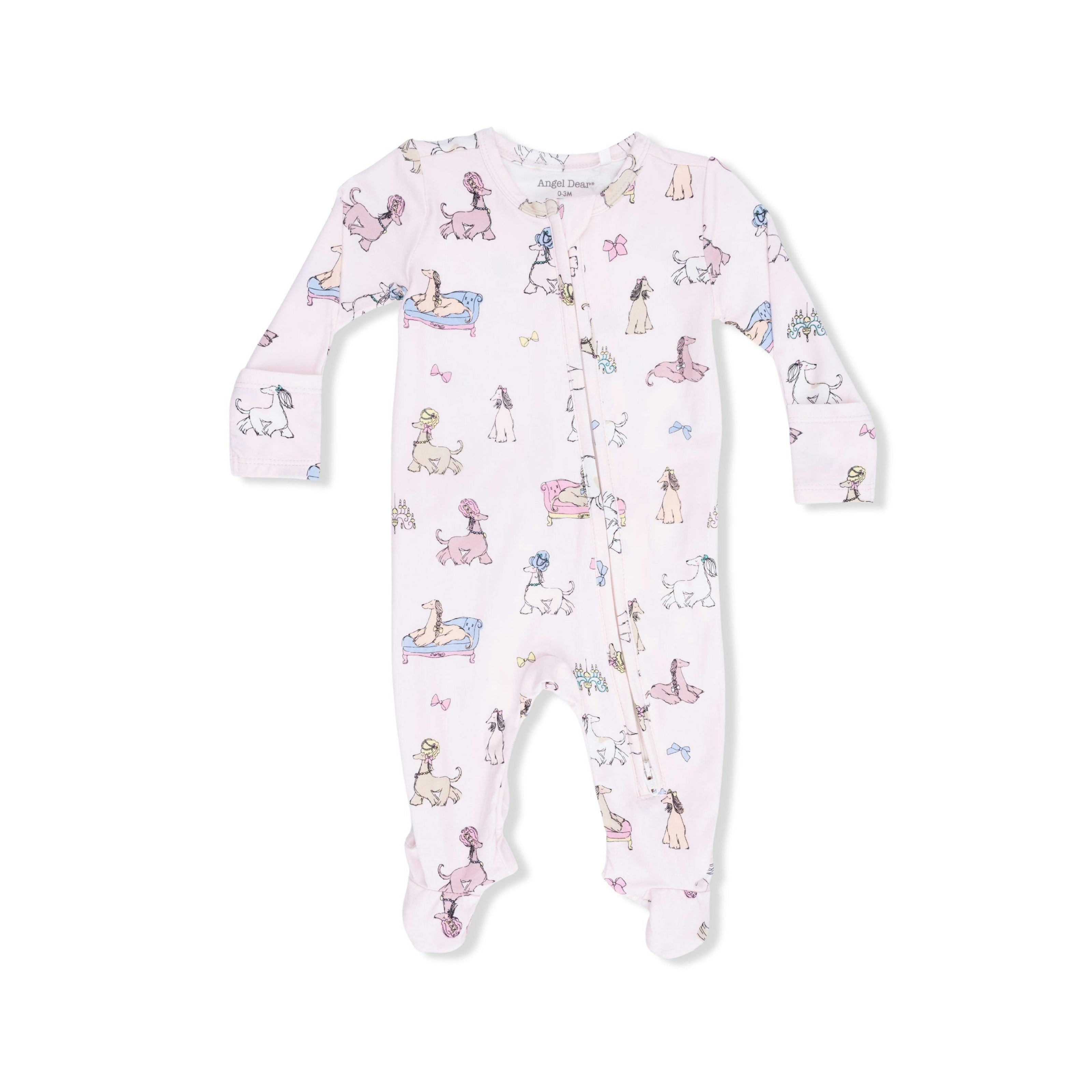 Fancy Hounds with Bows - 2 Way Ruffle Back Zipper Footie