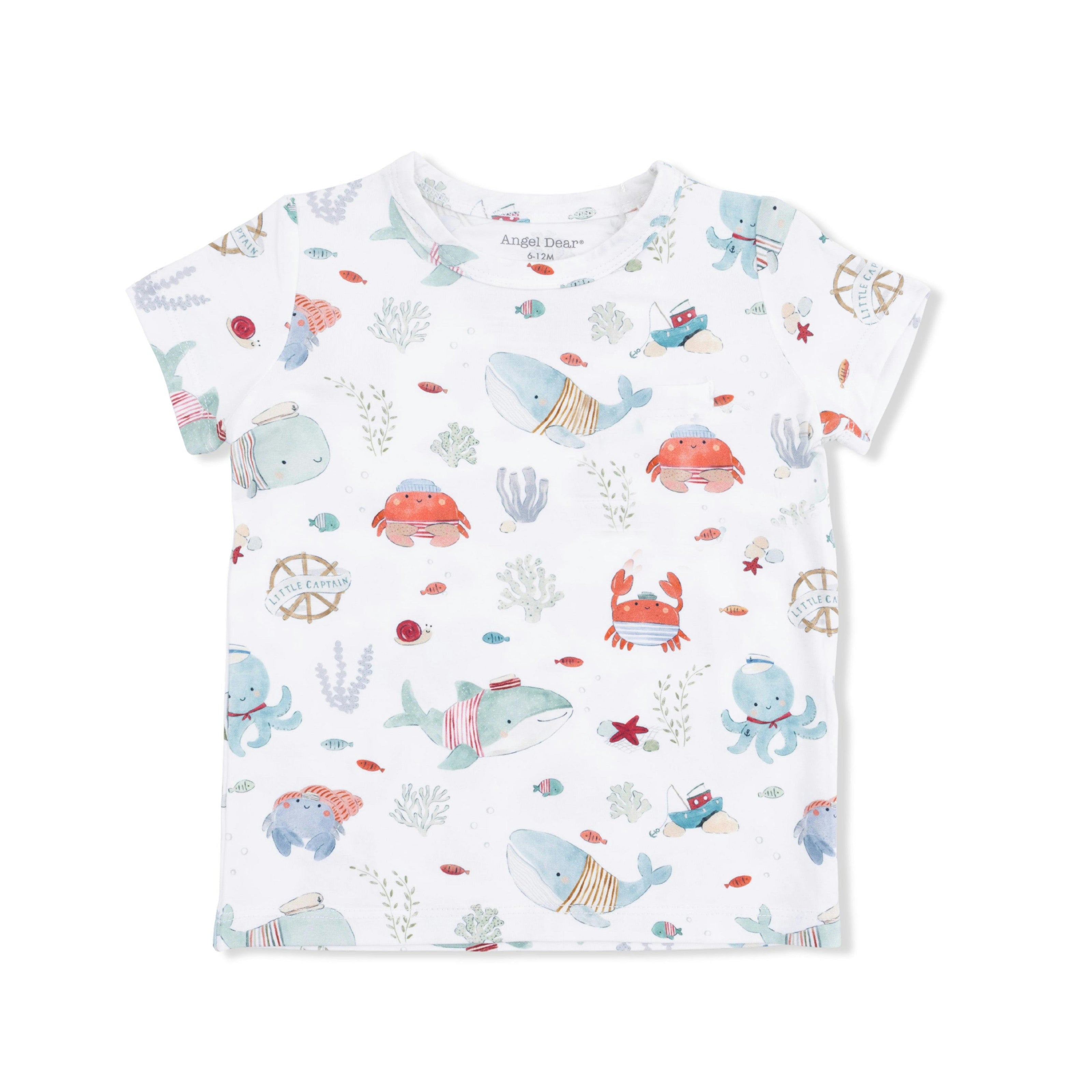 Sailor Sea Creatures - Crew Neck Tee with Casual Short