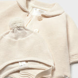 Cream Knit Jacket with Hat