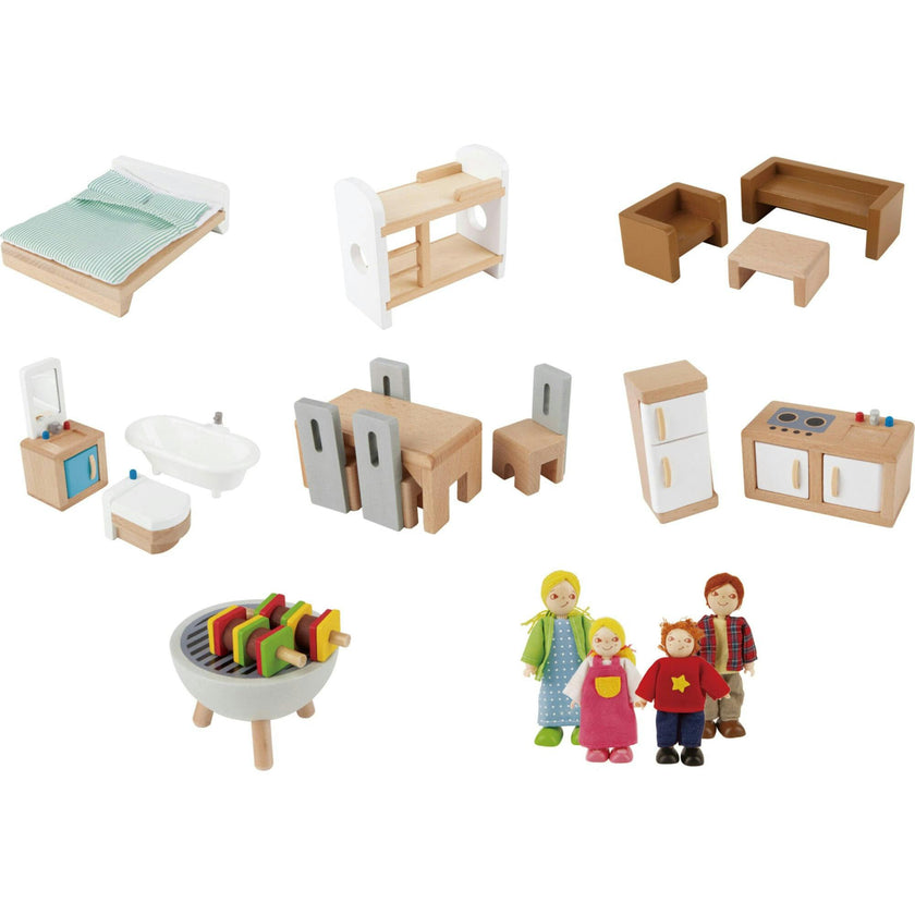 Doll Family Mansion Wooden Dollhouse W/ LED Lights