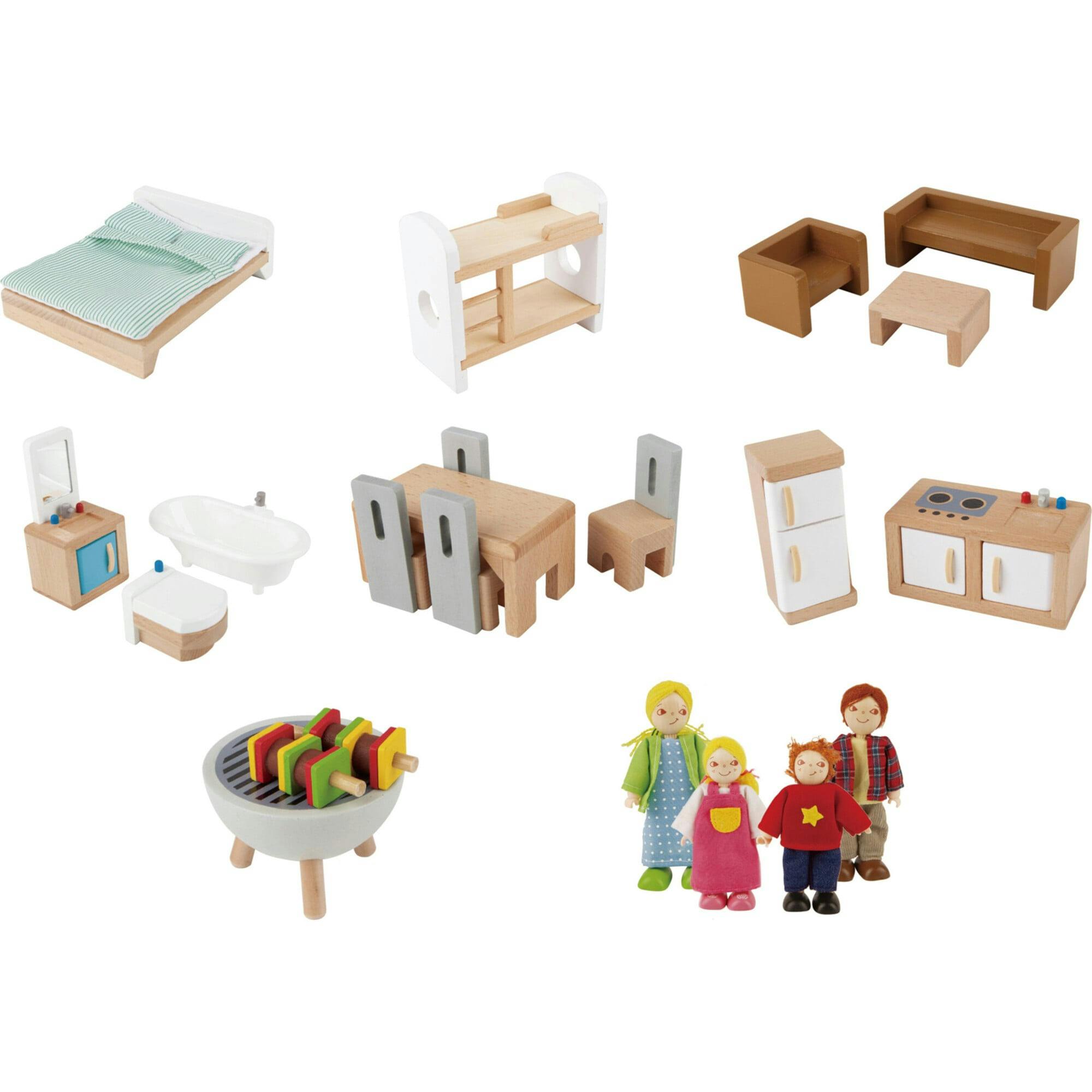 Doll Family Mansion Wooden Dollhouse W/ LED Lights