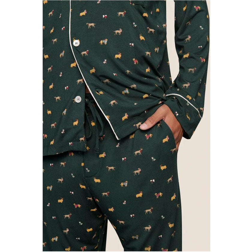 William Printed Long PJ Set, Green