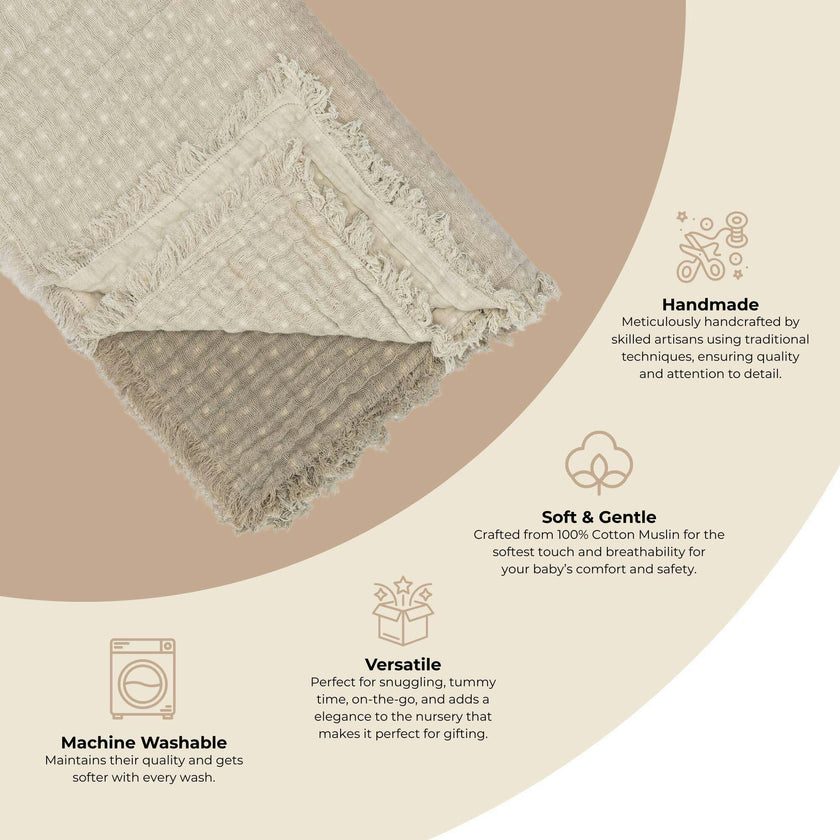 Multi-Layer Dove Grey Ombre Muslin Cotton Baby Blanket