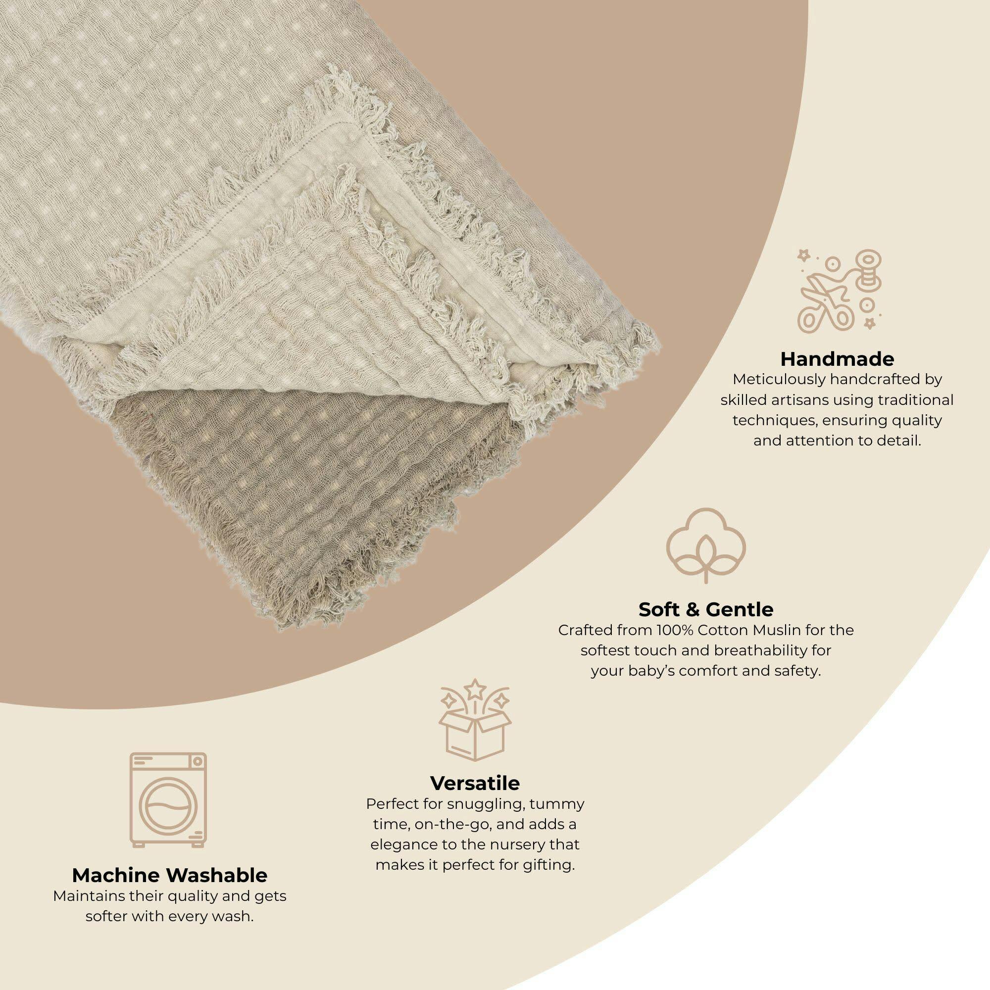 Multi-Layer Dove Grey Ombre Muslin Cotton Baby Blanket