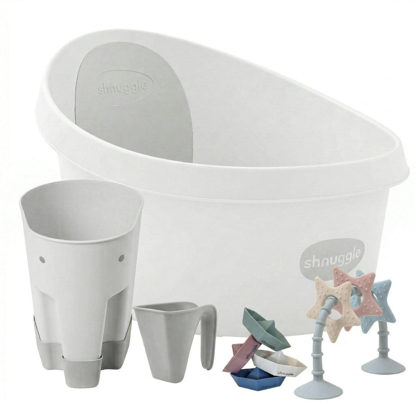 Shnuggle Splash & Play Bundle: Toddler Bath & Accessories Bundle - 5-Piece Set for Fun & Safe Bath Times