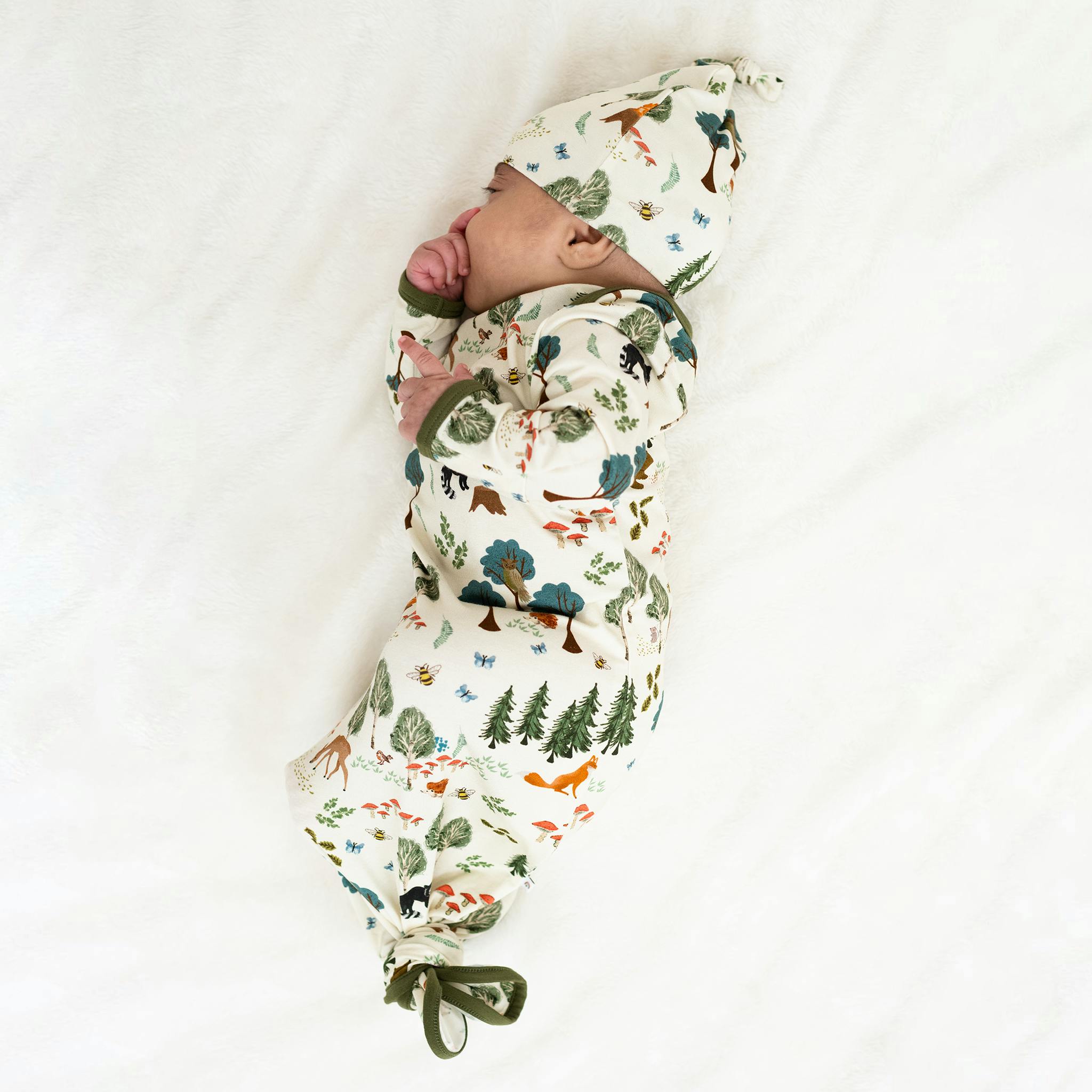 In the Woods Bamboo Gown and Hat Newborn Baby Gift Set