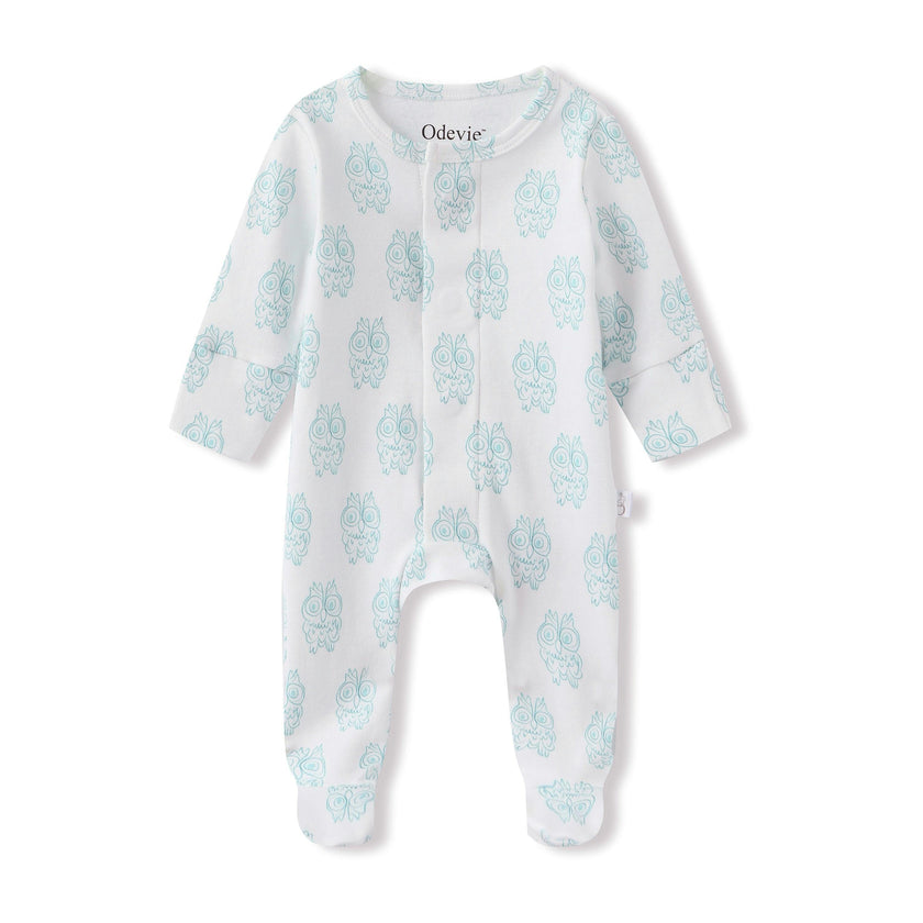 Organic Cotton Magnetic Footie Pajama - Petite Chouette Green
