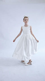 White Sylvarra Sleeveless Formal Dress with Headband